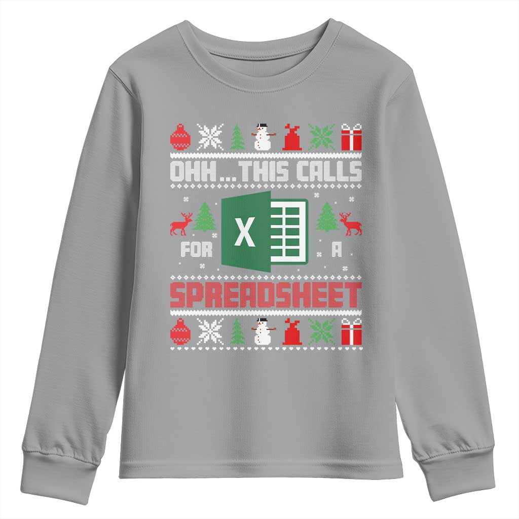 This Calls for a Spreadsheet Christmas Youth Sweatshirt Funny Excel Xmas Gift for Data Nerds Accountants - Wonder Print Shop