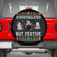 Overstimulated But Festive Opossum Christmas Spare Tire Cover Funny Holiday Anxiety Gag Gift for Introverts - Wonder Print Shop