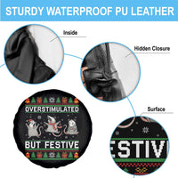 Overstimulated But Festive Opossum Christmas Spare Tire Cover Funny Holiday Anxiety Gag Gift for Introverts - Wonder Print Shop