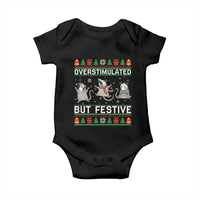 Overstimulated But Festive Opossum Christmas Baby Onesie Funny Holiday Anxiety Gag Gift for Introverts - Wonder Print Shop
