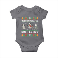 Overstimulated But Festive Opossum Christmas Baby Onesie Funny Holiday Anxiety Gag Gift for Introverts - Wonder Print Shop