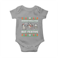 Overstimulated But Festive Opossum Christmas Baby Onesie Funny Holiday Anxiety Gag Gift for Introverts - Wonder Print Shop