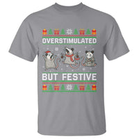 Overstimulated But Festive Opossum Christmas T Shirt Funny Holiday Anxiety Gag Gift for Introverts - Wonder Print Shop