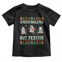 Overstimulated But Festive Opossum Christmas Toddler T Shirt Funny Holiday Anxiety Gag Gift for Introverts - Wonder Print Shop