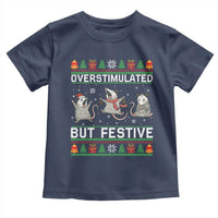 Overstimulated But Festive Opossum Christmas Toddler T Shirt Funny Holiday Anxiety Gag Gift for Introverts - Wonder Print Shop