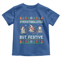 Overstimulated But Festive Opossum Christmas Toddler T Shirt Funny Holiday Anxiety Gag Gift for Introverts - Wonder Print Shop