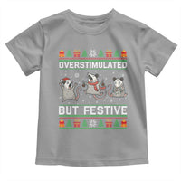Overstimulated But Festive Opossum Christmas Toddler T Shirt Funny Holiday Anxiety Gag Gift for Introverts - Wonder Print Shop