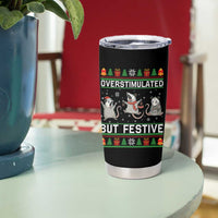 Overstimulated But Festive Opossum Christmas Tumbler Cup Funny Holiday Anxiety Gag Gift for Introverts - Wonder Print Shop