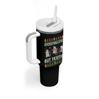 Overstimulated But Festive Opossum Christmas Tumbler With Handle Funny Holiday Anxiety Gag Gift for Introverts - Wonder Print Shop