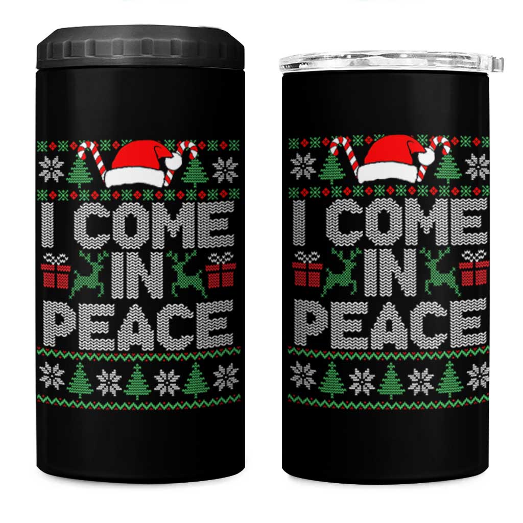 I Come In Peace Funny Christmas Matching Couple 4 in 1 Can Cooler Tumbler Offensive Adult Humor Festive Holiday - Wonder Print Shop