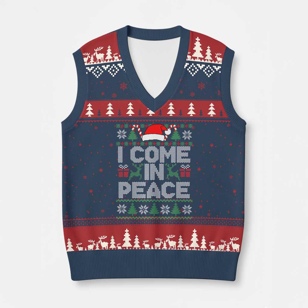 I Come In Peace Funny Xmas Matching Couple V-Neck Knit Sweater Vest Offensive Adult Humor Festive Holiday - Wonder Print Shop