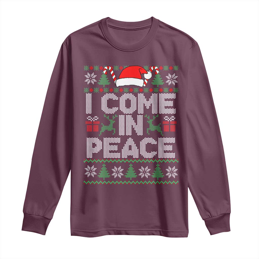I Come In Peace Funny Christmas Matching Couple Long Sleeve Shirt Offensive Adult Humor Festive Holiday - Wonder Print Shop