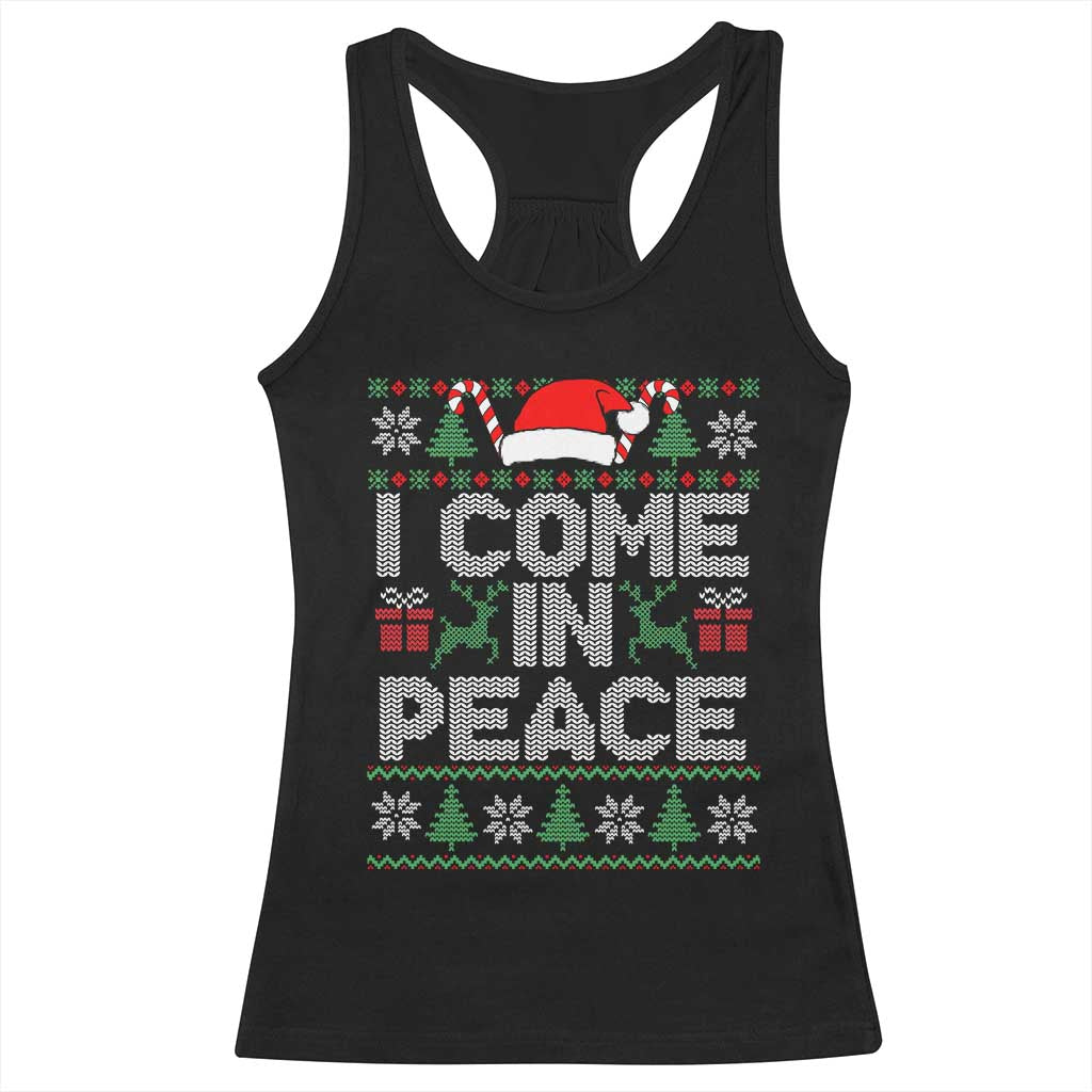 I Come In Peace Funny Christmas Matching Couple Racerback Tank Top Offensive Adult Humor Festive Holiday - Wonder Print Shop