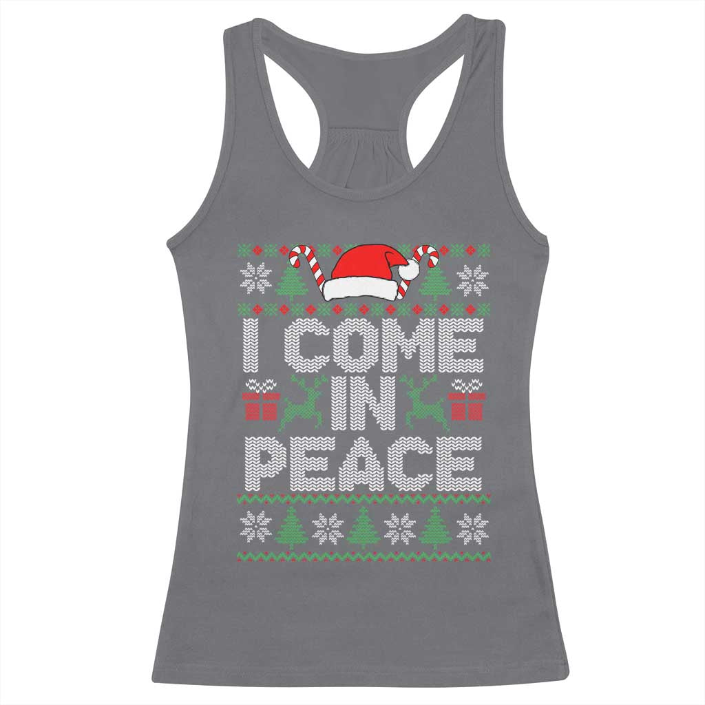 I Come In Peace Funny Christmas Matching Couple Racerback Tank Top Offensive Adult Humor Festive Holiday - Wonder Print Shop