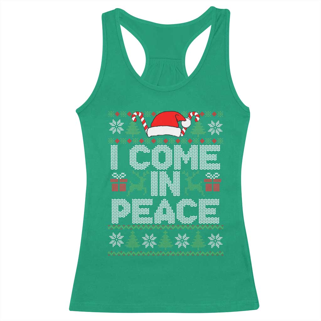I Come In Peace Funny Christmas Matching Couple Racerback Tank Top Offensive Adult Humor Festive Holiday - Wonder Print Shop