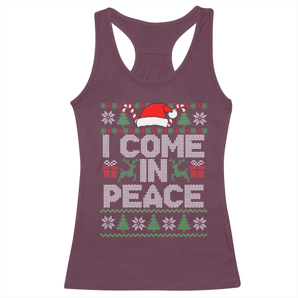 I Come In Peace Funny Christmas Matching Couple Racerback Tank Top Offensive Adult Humor Festive Holiday - Wonder Print Shop
