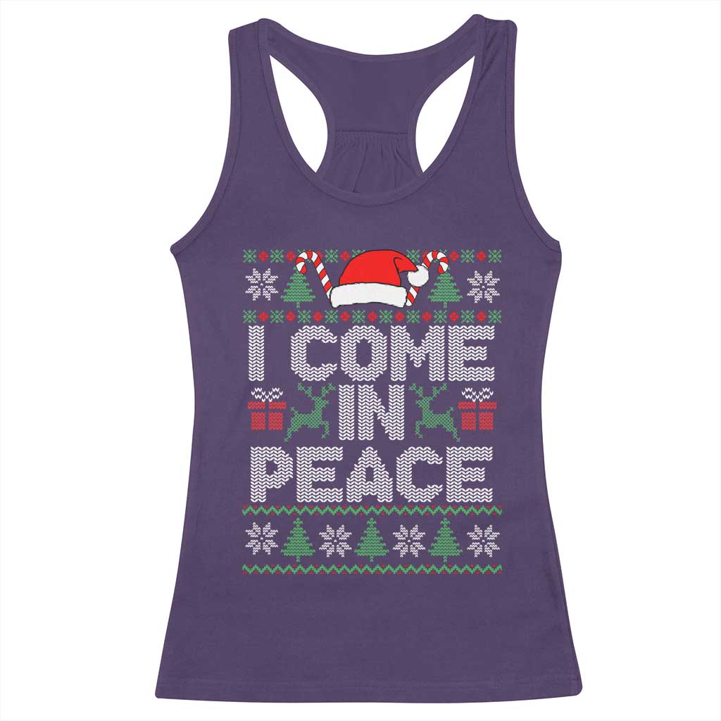 I Come In Peace Funny Christmas Matching Couple Racerback Tank Top Offensive Adult Humor Festive Holiday - Wonder Print Shop