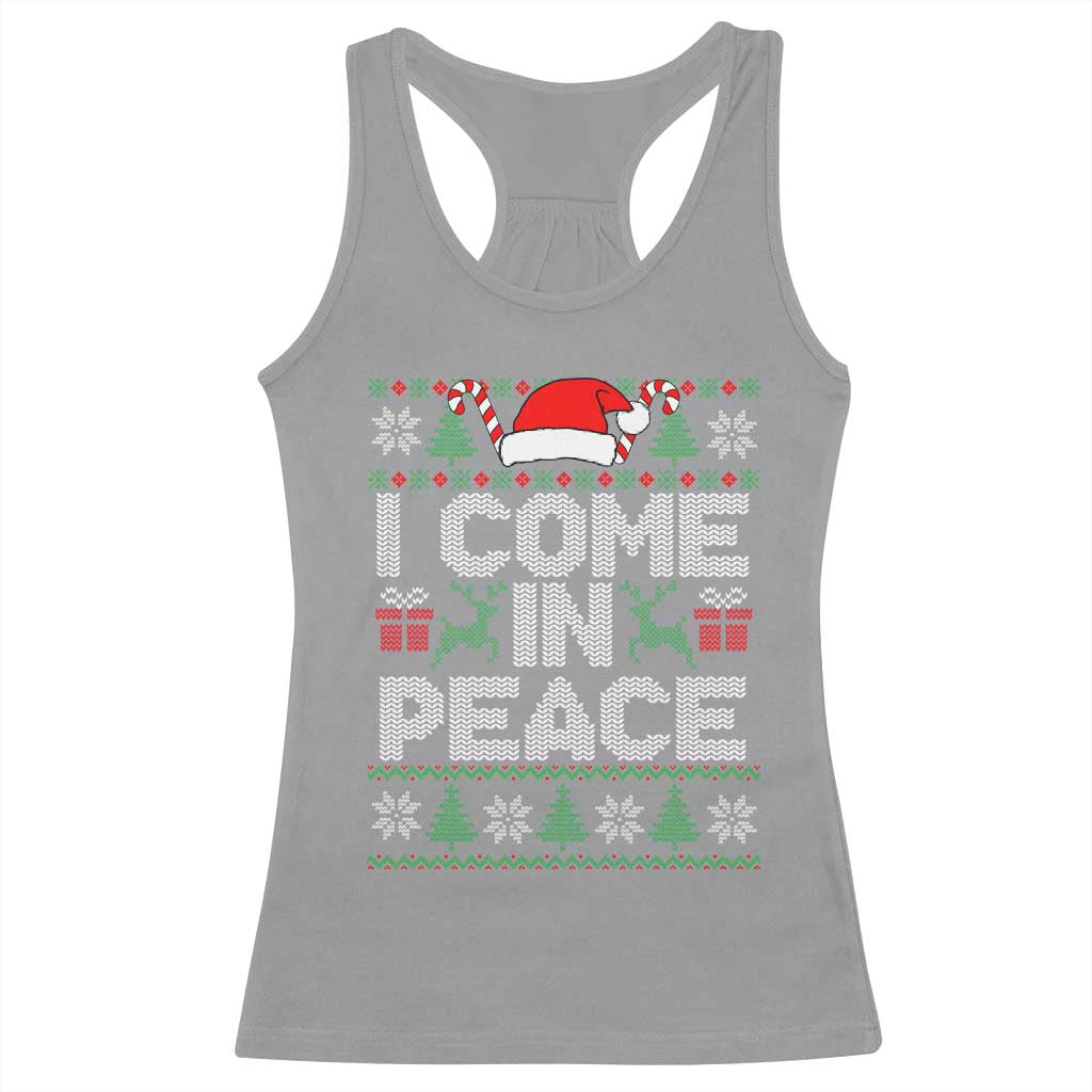 I Come In Peace Funny Christmas Matching Couple Racerback Tank Top Offensive Adult Humor Festive Holiday - Wonder Print Shop