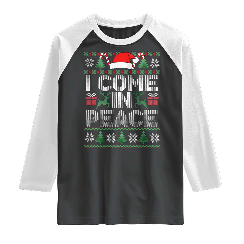 I Come In Peace Funny Christmas Matching Couple Raglan Shirt Offensive Adult Humor Festive Holiday - Wonder Print Shop
