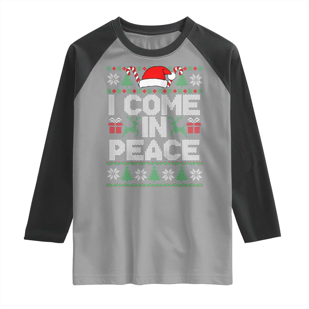 I Come In Peace Funny Christmas Matching Couple Raglan Shirt Offensive Adult Humor Festive Holiday - Wonder Print Shop
