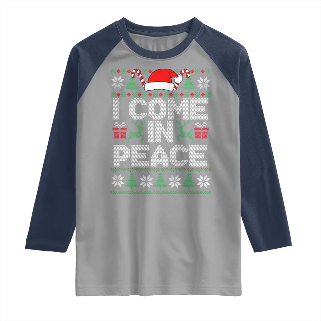 I Come In Peace Funny Christmas Matching Couple Raglan Shirt Offensive Adult Humor Festive Holiday - Wonder Print Shop