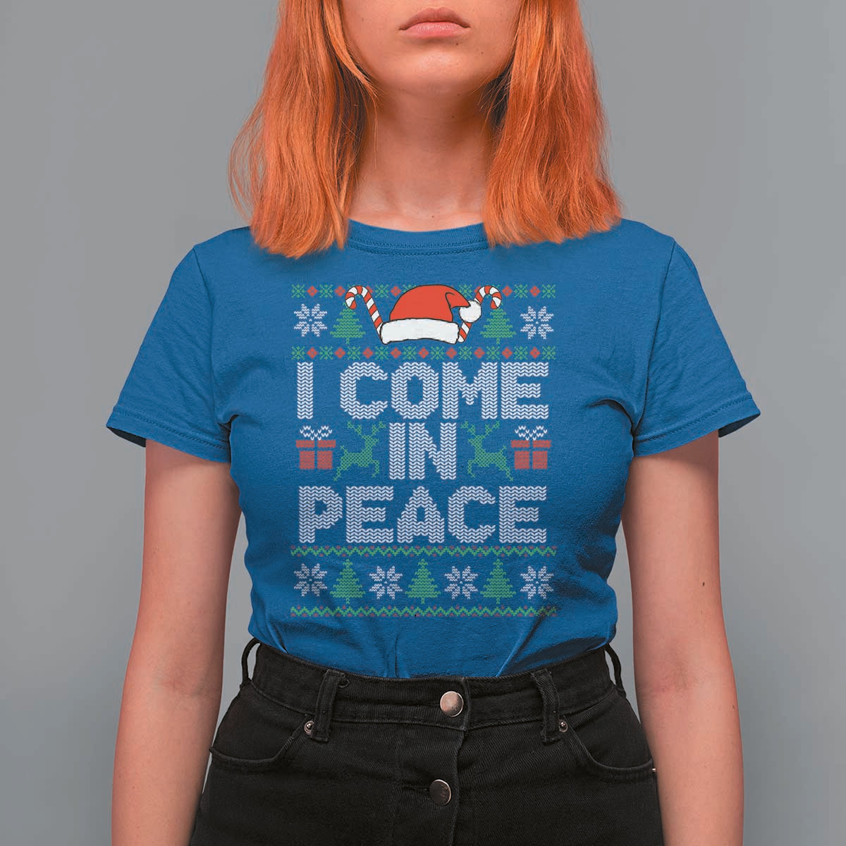 I Come In Peace Funny Christmas Matching Couple T Shirt For Women Offensive Adult Humor Festive Holiday - Wonder Print Shop
