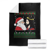 Funny Christmas Santa and Jesus Throw Blanket Most Wonderful Time Christian Holiday Gag Gift - Wonder Print Shop