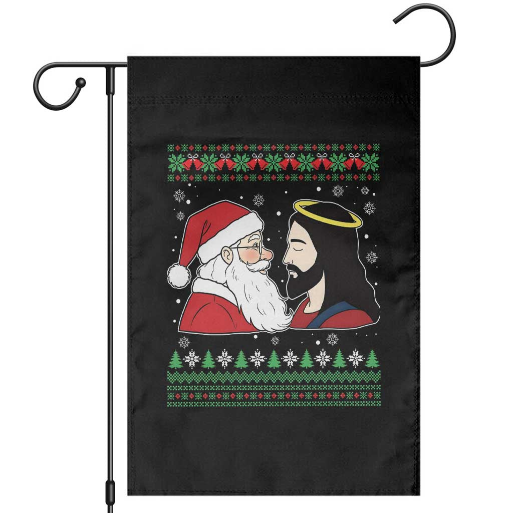 Funny Christmas Santa and Jesus Garden Flag Most Wonderful Time Christian Holiday Gag Gift - Wonder Print Shop