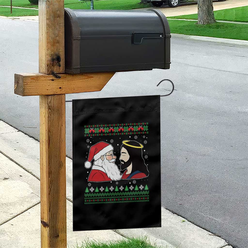 Funny Christmas Santa and Jesus Garden Flag Most Wonderful Time Christian Holiday Gag Gift - Wonder Print Shop
