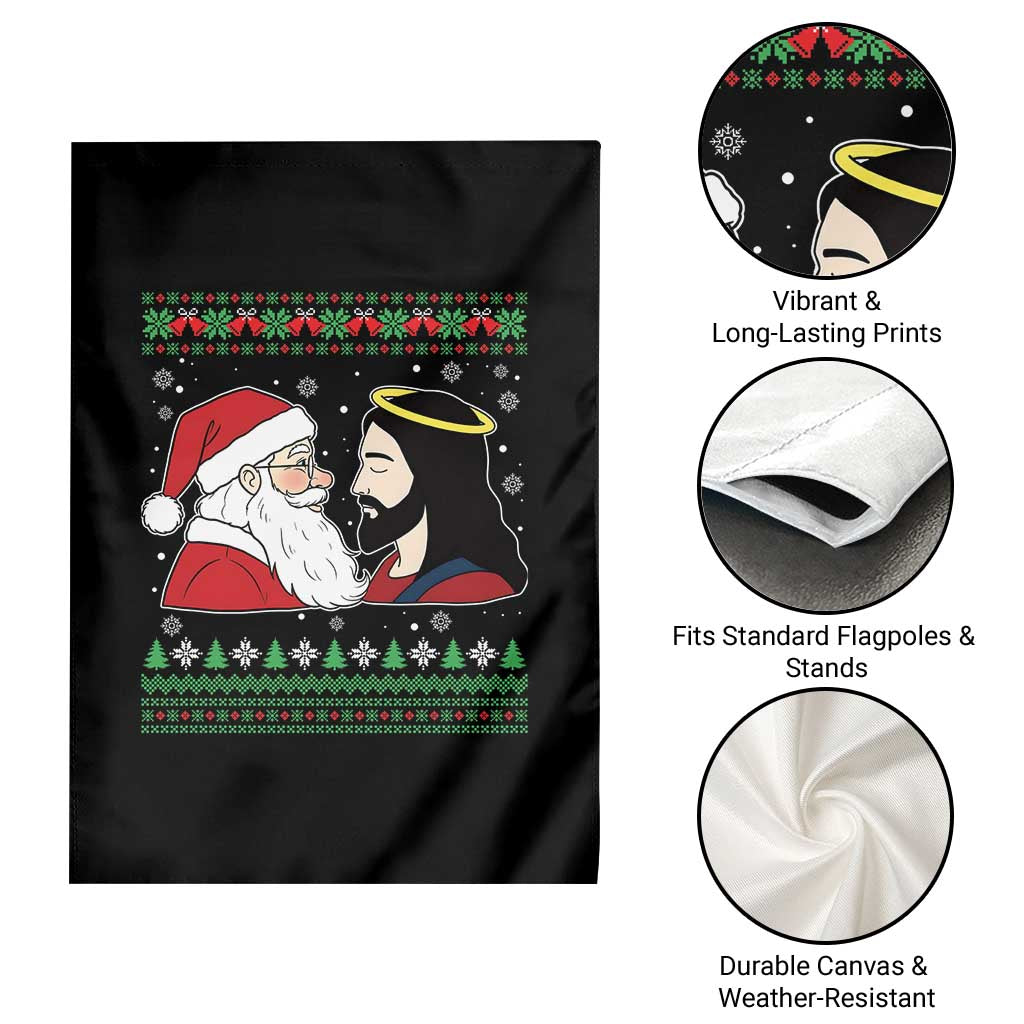 Funny Christmas Santa and Jesus Garden Flag Most Wonderful Time Christian Holiday Gag Gift - Wonder Print Shop