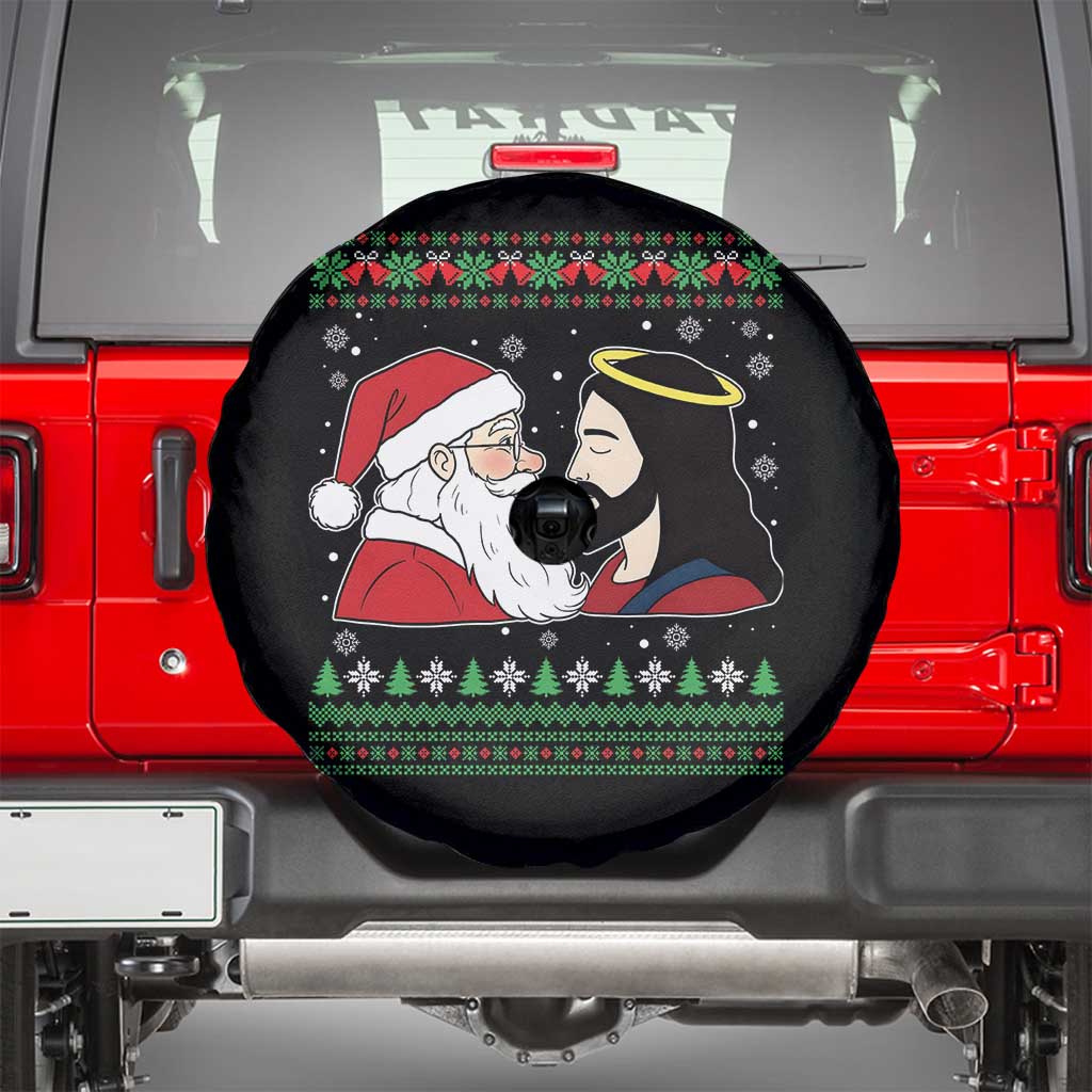 Funny Christmas Santa and Jesus Spare Tire Cover Most Wonderful Time Christian Holiday Gag Gift - Wonder Print Shop