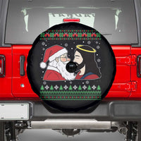 Funny Christmas Santa and Jesus Spare Tire Cover Most Wonderful Time Christian Holiday Gag Gift - Wonder Print Shop