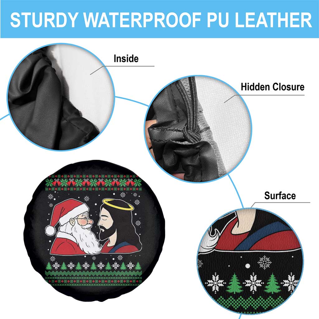 Funny Christmas Santa and Jesus Spare Tire Cover Most Wonderful Time Christian Holiday Gag Gift - Wonder Print Shop