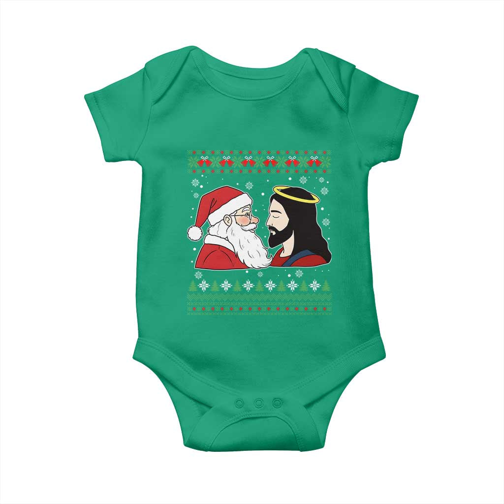 Funny Christmas Santa and Jesus Baby Onesie Most Wonderful Time Christian Holiday Gag Gift - Wonder Print Shop