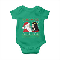 Funny Christmas Santa and Jesus Baby Onesie Most Wonderful Time Christian Holiday Gag Gift - Wonder Print Shop