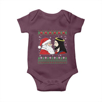 Funny Christmas Santa and Jesus Baby Onesie Most Wonderful Time Christian Holiday Gag Gift - Wonder Print Shop