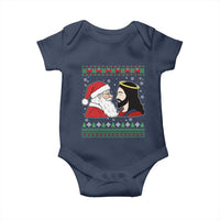 Funny Christmas Santa and Jesus Baby Onesie Most Wonderful Time Christian Holiday Gag Gift - Wonder Print Shop