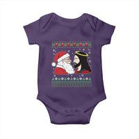Funny Christmas Santa and Jesus Baby Onesie Most Wonderful Time Christian Holiday Gag Gift - Wonder Print Shop