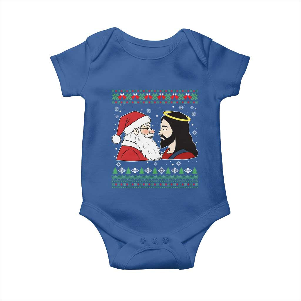 Funny Christmas Santa and Jesus Baby Onesie Most Wonderful Time Christian Holiday Gag Gift - Wonder Print Shop