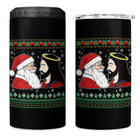 Funny Christmas Santa and Jesus 4 in 1 Can Cooler Tumbler Most Wonderful Time Christian Holiday Gag Gift - Wonder Print Shop