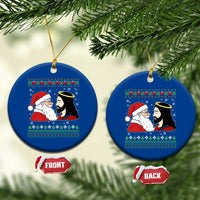 Funny Christmas Santa and Jesus Ceramic Ornament Most Wonderful Time Christian Holiday Gag Gift - Wonder Print Shop