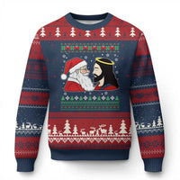Funny Christmas Santa and Jesus Ugly Christmas Sweater Most Wonderful Time Christian Holiday Gag Gift - Wonder Print Shop