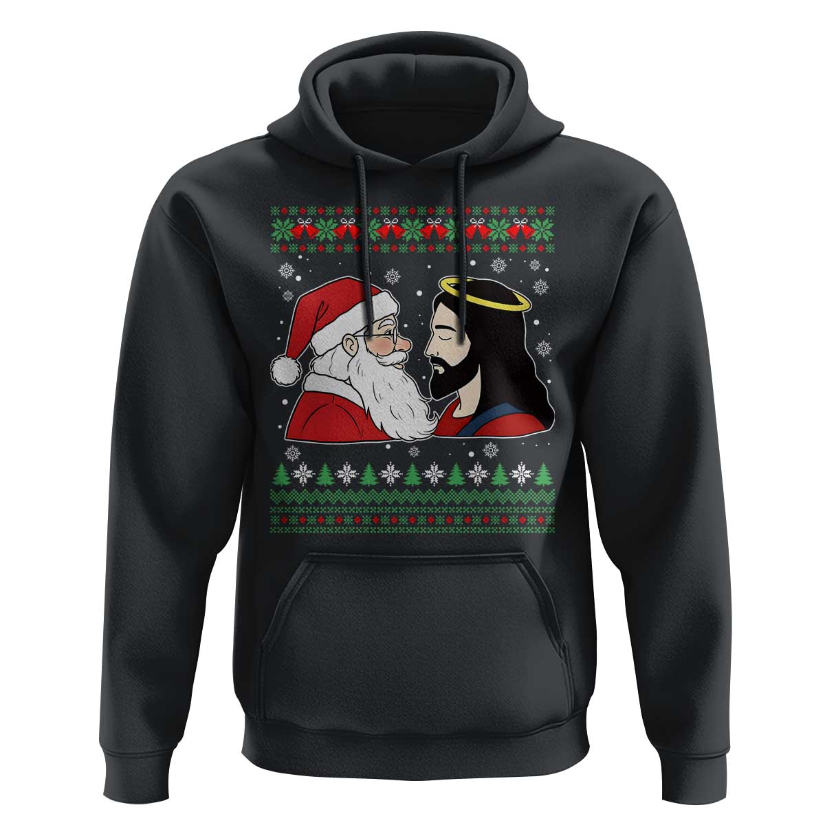Funny Christmas Santa and Jesus Hoodie Most Wonderful Time Christian Holiday Gag Gift - Wonder Print Shop