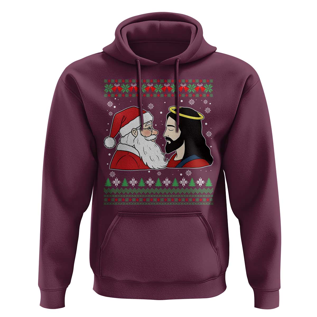 Funny Christmas Santa and Jesus Hoodie Most Wonderful Time Christian Holiday Gag Gift - Wonder Print Shop
