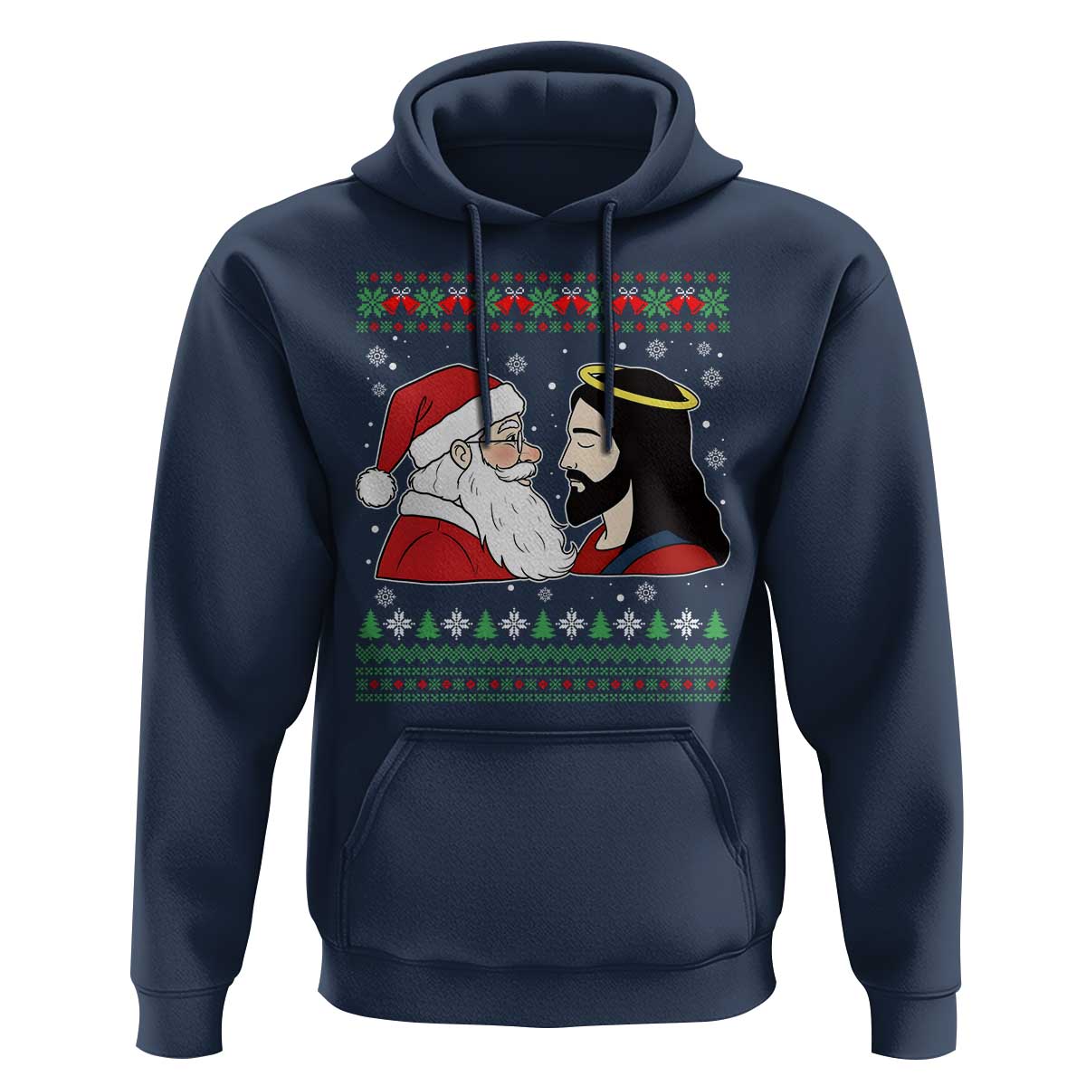 Funny Christmas Santa and Jesus Hoodie Most Wonderful Time Christian Holiday Gag Gift - Wonder Print Shop