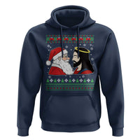 Funny Christmas Santa and Jesus Hoodie Most Wonderful Time Christian Holiday Gag Gift - Wonder Print Shop