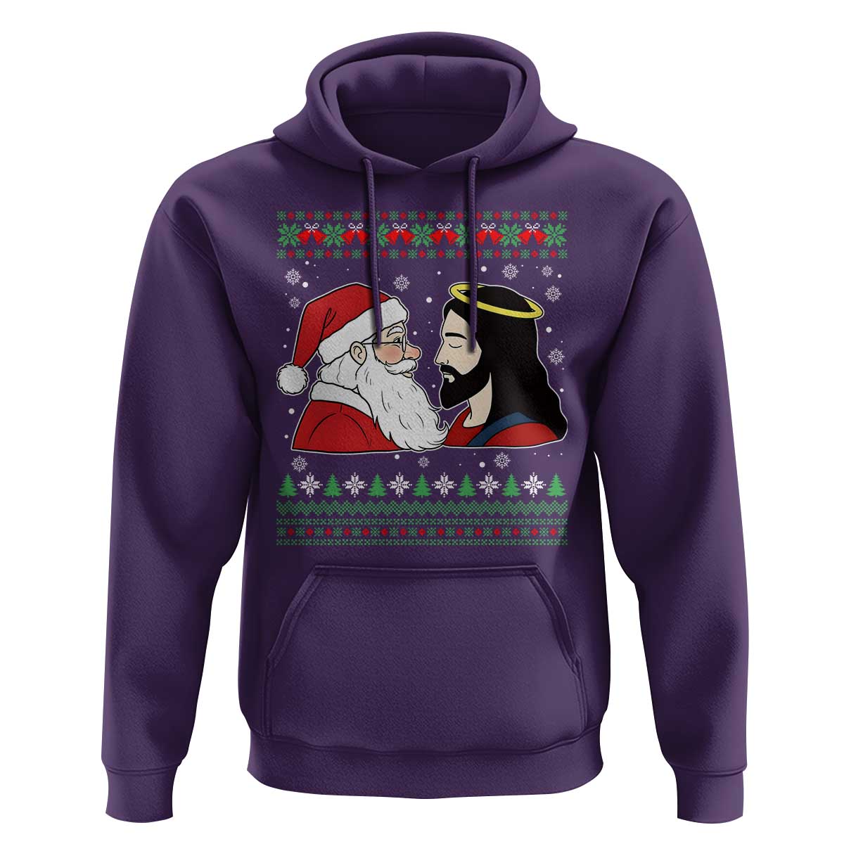 Funny Christmas Santa and Jesus Hoodie Most Wonderful Time Christian Holiday Gag Gift - Wonder Print Shop