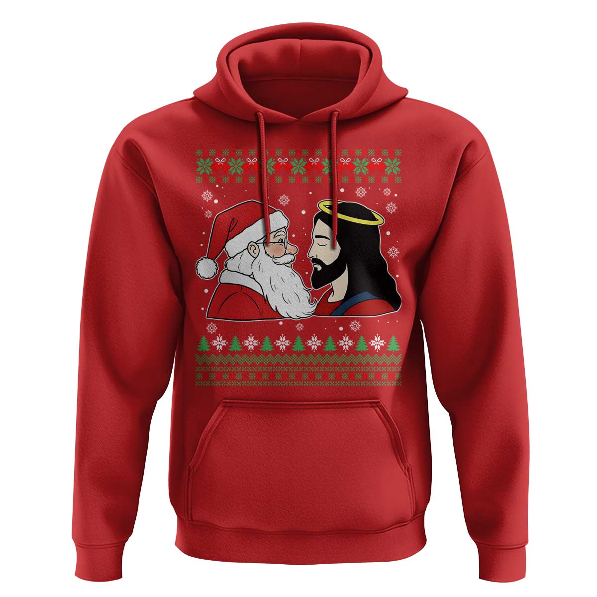 Funny Christmas Santa and Jesus Hoodie Most Wonderful Time Christian Holiday Gag Gift - Wonder Print Shop