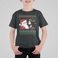 Funny Christmas Santa and Jesus T Shirt For Kid Most Wonderful Time Christian Holiday Gag Gift - Wonder Print Shop