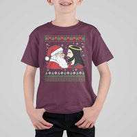 Funny Christmas Santa and Jesus T Shirt For Kid Most Wonderful Time Christian Holiday Gag Gift - Wonder Print Shop